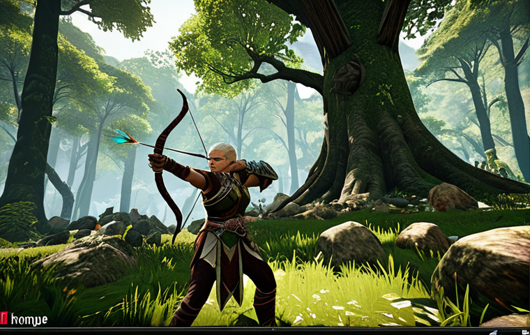 **

Prompt: A vibrant ArcheAge online game scene. An elf archer with enhanced racial traits skillfully fires arrows in a lush forest, while a sturdy dwarf warrior, embodying resilience, bravely defends allies with a massive shield. The background showcases an expanded skill tree interface with numerous skill combinations, emphasizing strategic depth.

**