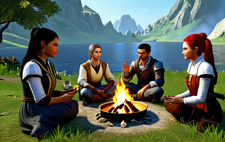 Clan Gathering**

"A group of fully clothed, diverse ArcheAge characters gathered around a campfire in a scenic, fantasy landscape, sharing food and stories, appropriate attire, safe for work, family-friendly, perfect anatomy, well-formed hands, proper finger count, natural body proportions, professional digital art, high quality, modest clothing, friendly atmosphere, clan bonding event."

**