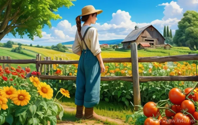 아키에이지 생활 직업 추천 - **Prompt 1: Serene Farm Life**
    "An anime-style female character with long, flowing brown hair, d...