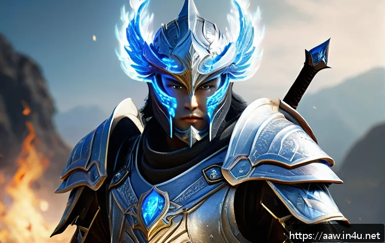 아키에이지 희귀 직업 공략 - A detailed fantasy warrior character from ArcheAge War, depicted as a rare class &ldquo;Spellblade&rdquo; with g...